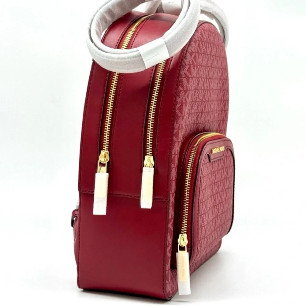 Michael Kors Jaycee Medium Signature Logo Backpack Cherry